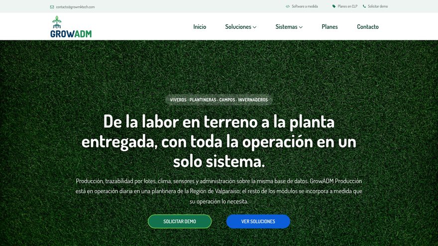 Sitio web GrowADM desarrollado por GrowMkTech