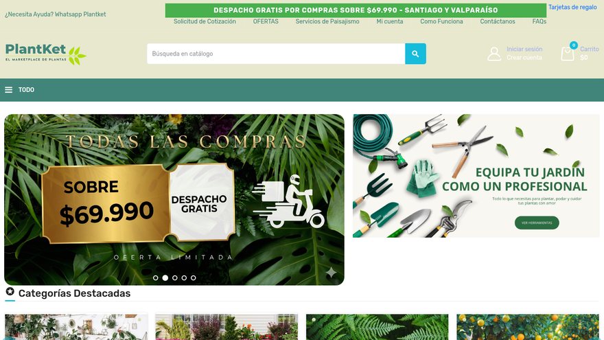 Sitio web PlantKet desarrollado por GrowMkTech